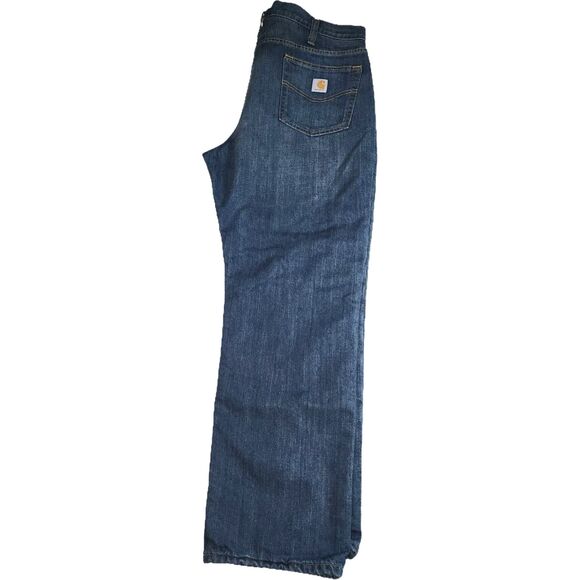 Carhartt Men's Fleece Lined Relaxed Fit Blue Denim Jeans Size 40 x 30 - Picture 1 of 6